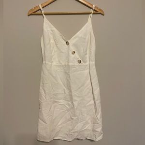 Cream V-Neck Mini Dress